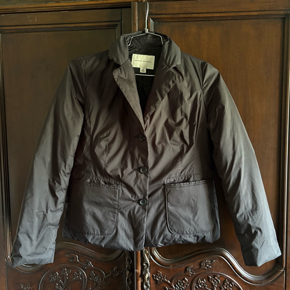 Y2K Banana Republic Women’s Black Down Filled Puffer Blazer size 5